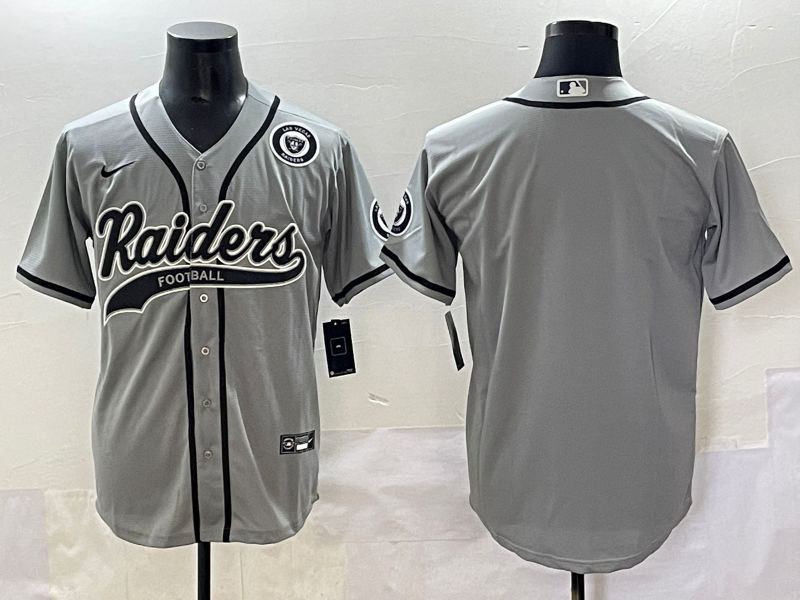 Men 2025 Oakland Raiders Blank Grey Joint Name Nike Limited NFL Jersey style 3
